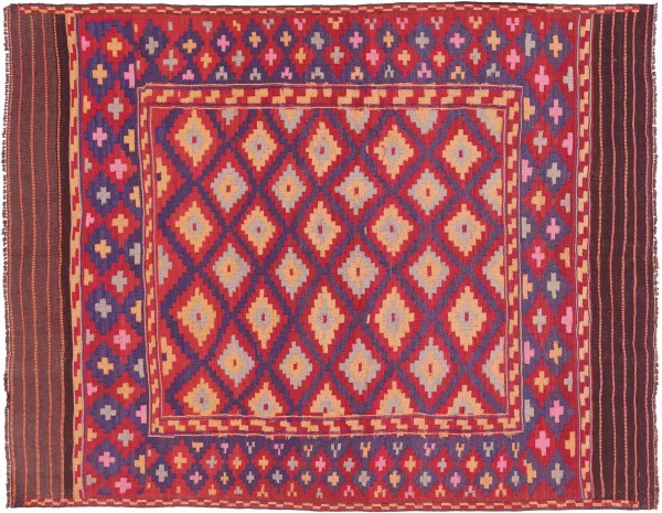 Afghan Kilim Soumakh Ghalmuri Rug 150x200 Handwoven Red Geometric Handmade