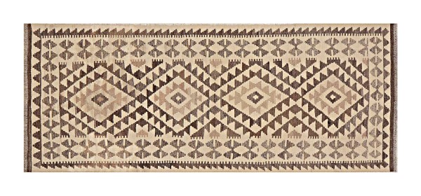 Afghan Kelim Old Style Natural Teppich 80x200 Handgewebt Läufer Beige Geometrisch