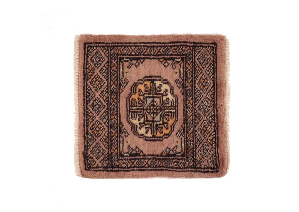 Pakistan Buchara Carpet 30x30 Hand Knotted Square Brown Geometric 7 