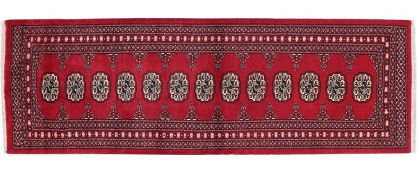Pakistan Bukhara Rug 60x200 Hand Knotted Runner Red Geometric Orient Short Pile