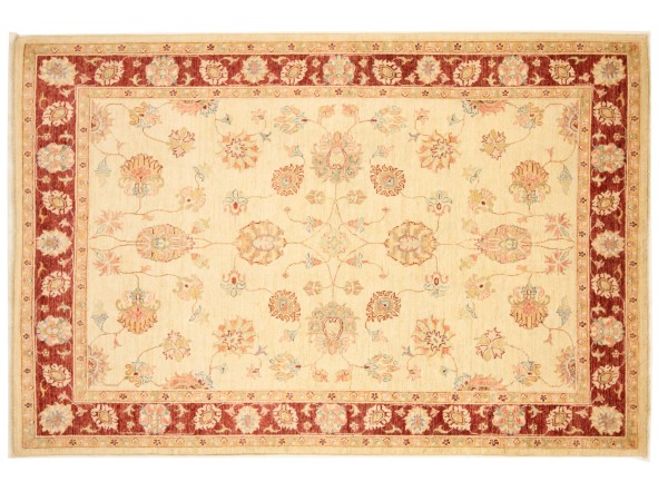 Afghan Chobi Ziegler 150x220 Handgeknüpft Teppich Beige Orientalisch Kurzflor