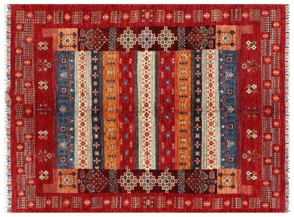 Afghan Ziegler Khorjin Ariana Rug 160x210 Hand Knotted Red Striped Orient