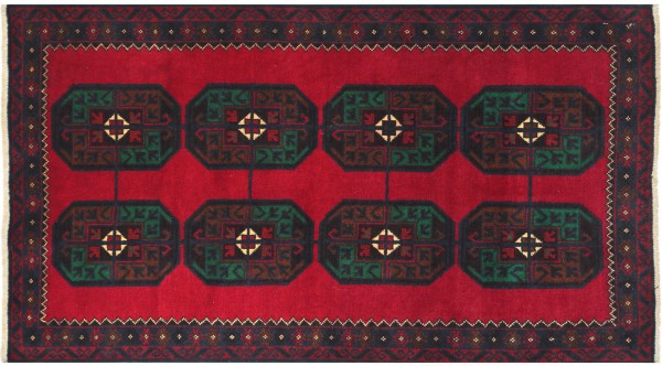 Afghan Jay e Namaz Belutsch Teppich 100x150 Handgeknüpft Rot Geometrisch Orient