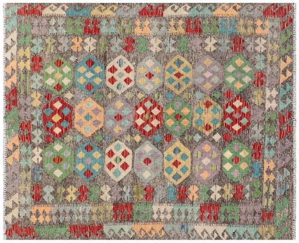 Afghan Maimana Kilim Rug 150x190 Handwoven Colorful Geometric Handwork Woven