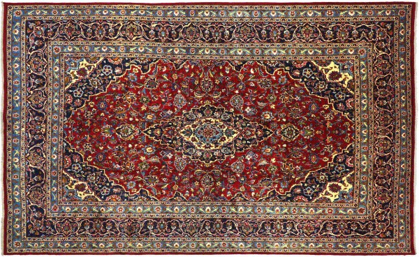 Ardekan Teppich Perser 250x350 Handgeknüpft Orientteppich Rot Medaillon Wolle Kurzflor