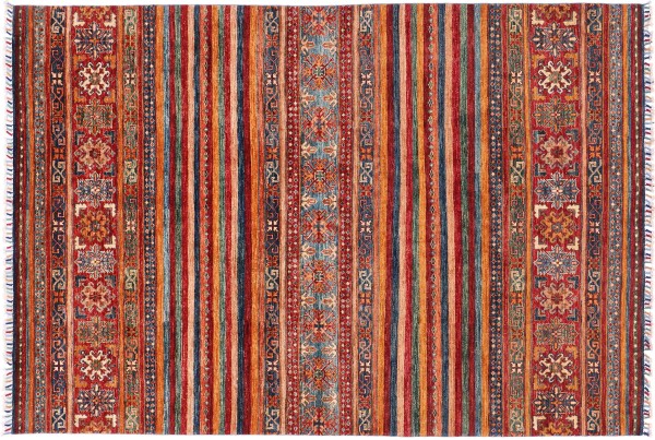 Afghan Ziegler Khorjin Carpet 170 x 240 Hand Knotted Pink Striped Orient 