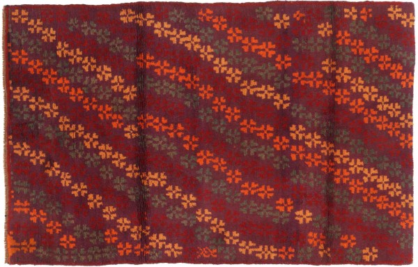 Gabbeh Teppich 120x180 Handgeknüpft Violett Streifen Orientalisch UNIKAT Kurzflor