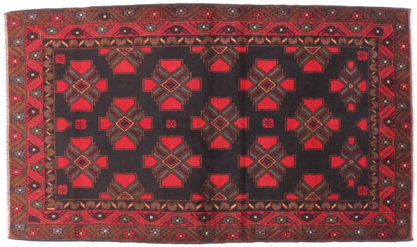Belutsch Baluch Teppich 120x200 Handgeknüpft Schwarz Streifen Orientalisch UNIKAT