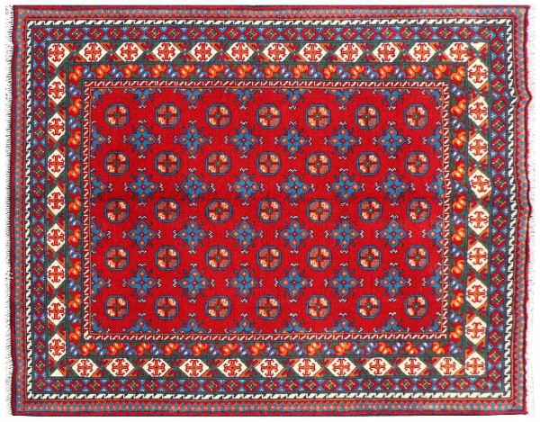 Afghan Akcha Rang Dar Teppich 150x200 Handgeknüpft Rot Durchgemustert Orient Kurzflor