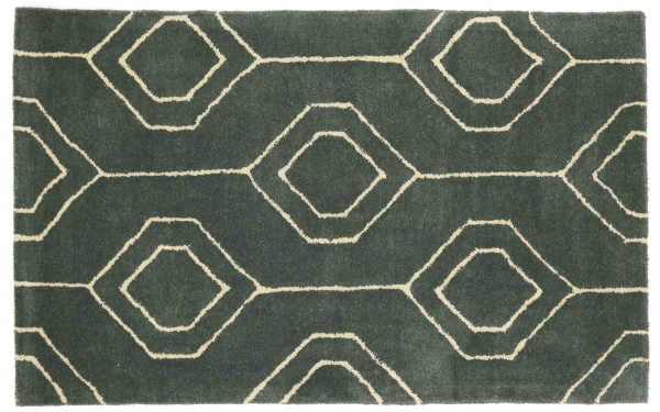 Teppich aus Schurwolle 90x150 Grau Durchgemustert Handarbeit Handtuft Modern