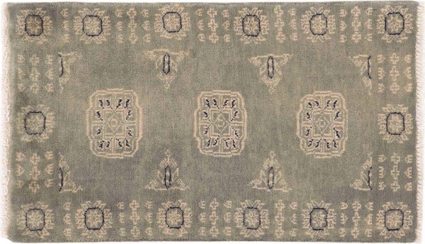 Pakistan Buchara 3ply Carpet 50x90 Hand Knotted Grey Geometric Orient a 