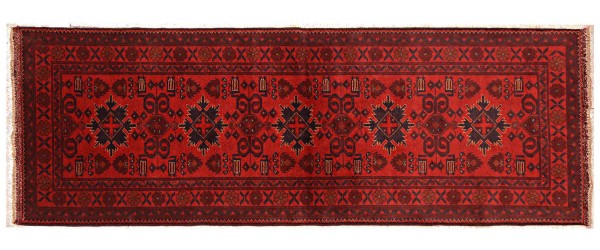 Afghan Khal Mohammadi Teppich 90x300 Handgeknüpft Läufer Braun Geometrisch Orient