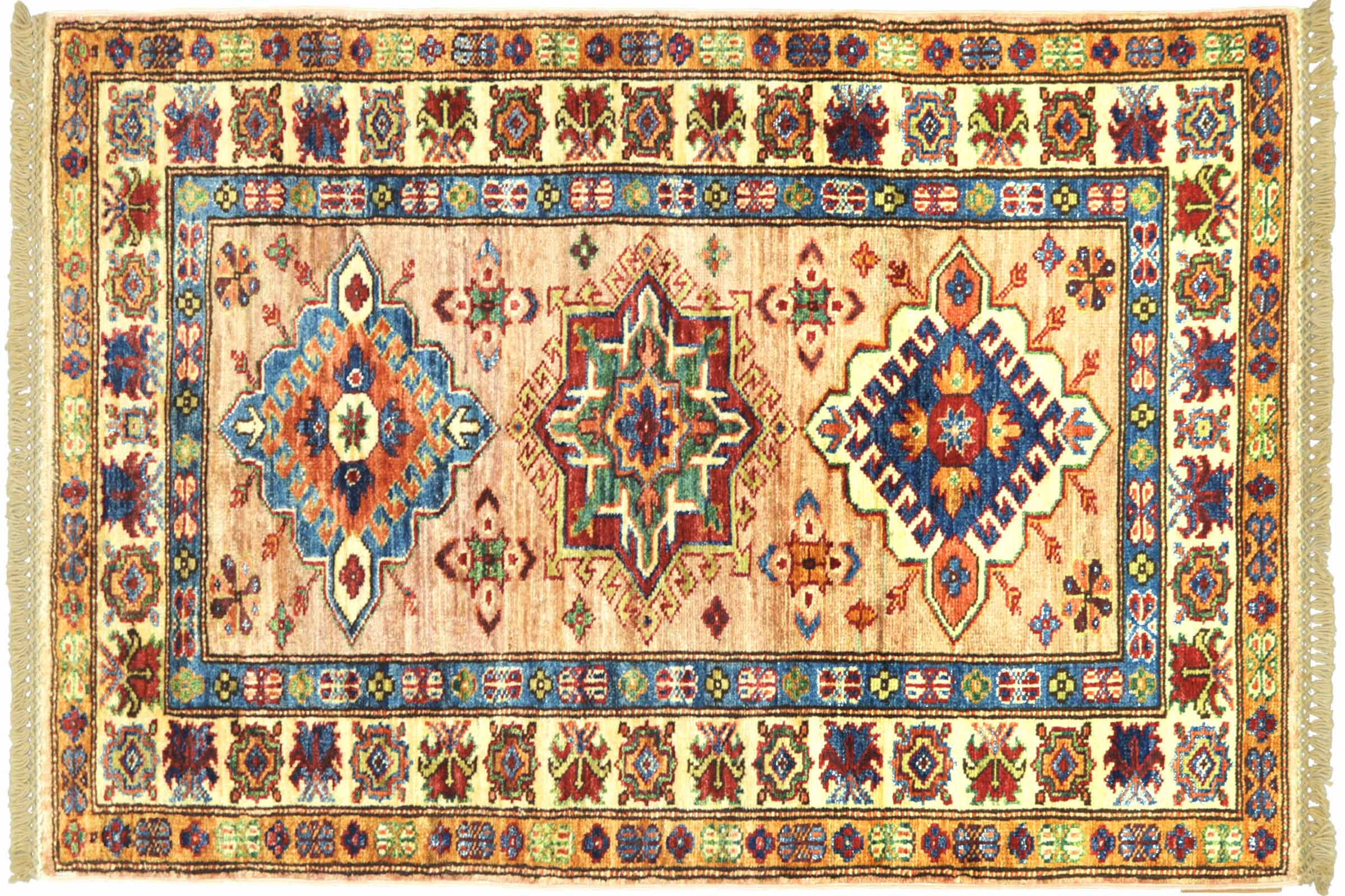 Pakistan Buchara Carpet Hand Knotted 80x120 Beige Geometric/Graphic Wool 