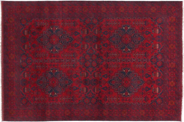 Afghan Khal Mohammadi Rug 200x300 Hand Knotted Red Orient Patterned Short Pile