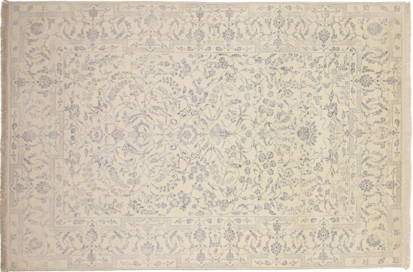 Moderner handgeknüpfter Teppich 200x300 Beige Floral Orientalisch UNIKAT Kurzflor