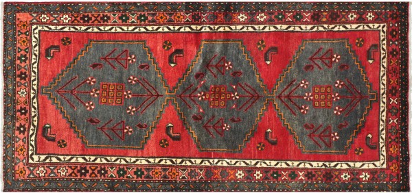Persian Hamedan carpet 120x180 hand-knotted red mirror pattern Orient short pile