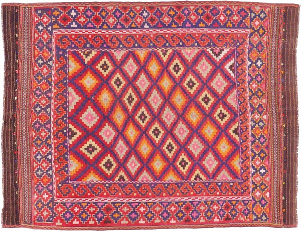 Afghan Kelim Soumakh Ghalmuri Teppich 170x240 Handgewebt Rot Geometrisch Handarbeit