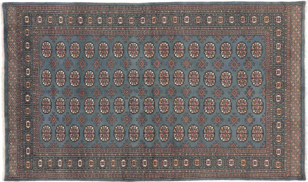 Pakistan Buchara Teppich 150x250 Handgeknüpft Blau Geometrisch Orient Kurzflor