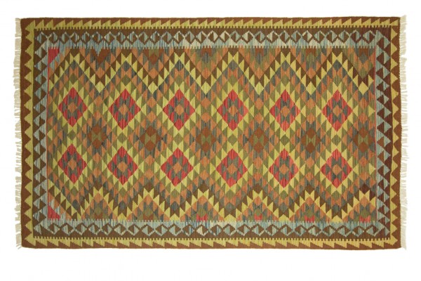 Afghan Maimana Kilim Rug 170x240 Handwoven Multicolored Geometric Pattern