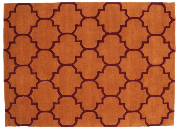 Handgefertigter moderner Wollteppich 160x230 Orange Ornamente Handarbeit Handtuft