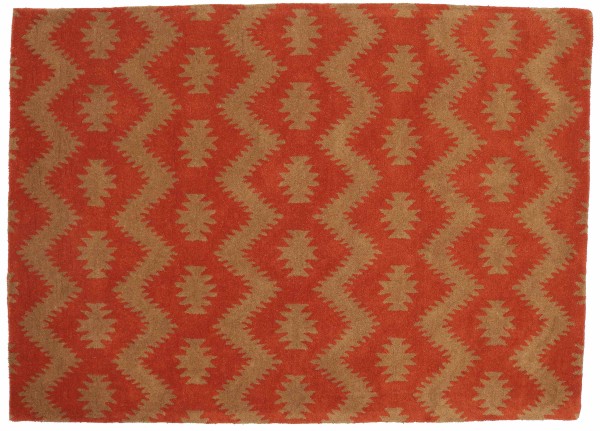 Teppich aus Wolle 160x230 Orange Durchgemustert Handarbeit Handtuft Modern