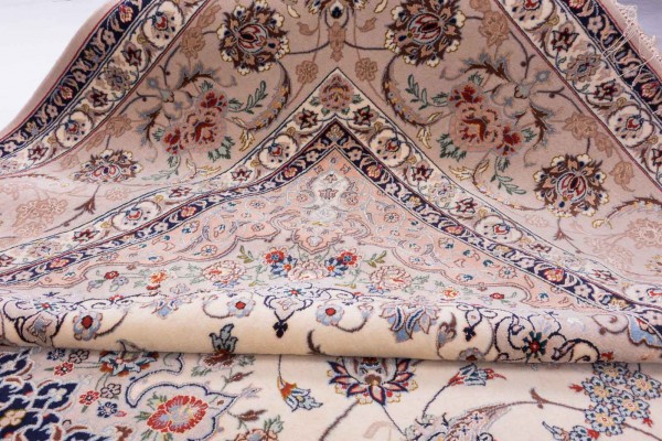 Perser Isfahan 250x350 Handgeknüpft Teppich Beige Orientalisch Kurzflor Orient