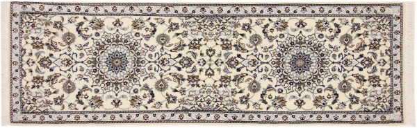 Persian carpet Nain 9LA 60x200 hand-knotted runner white medallion oriental UNIKAT