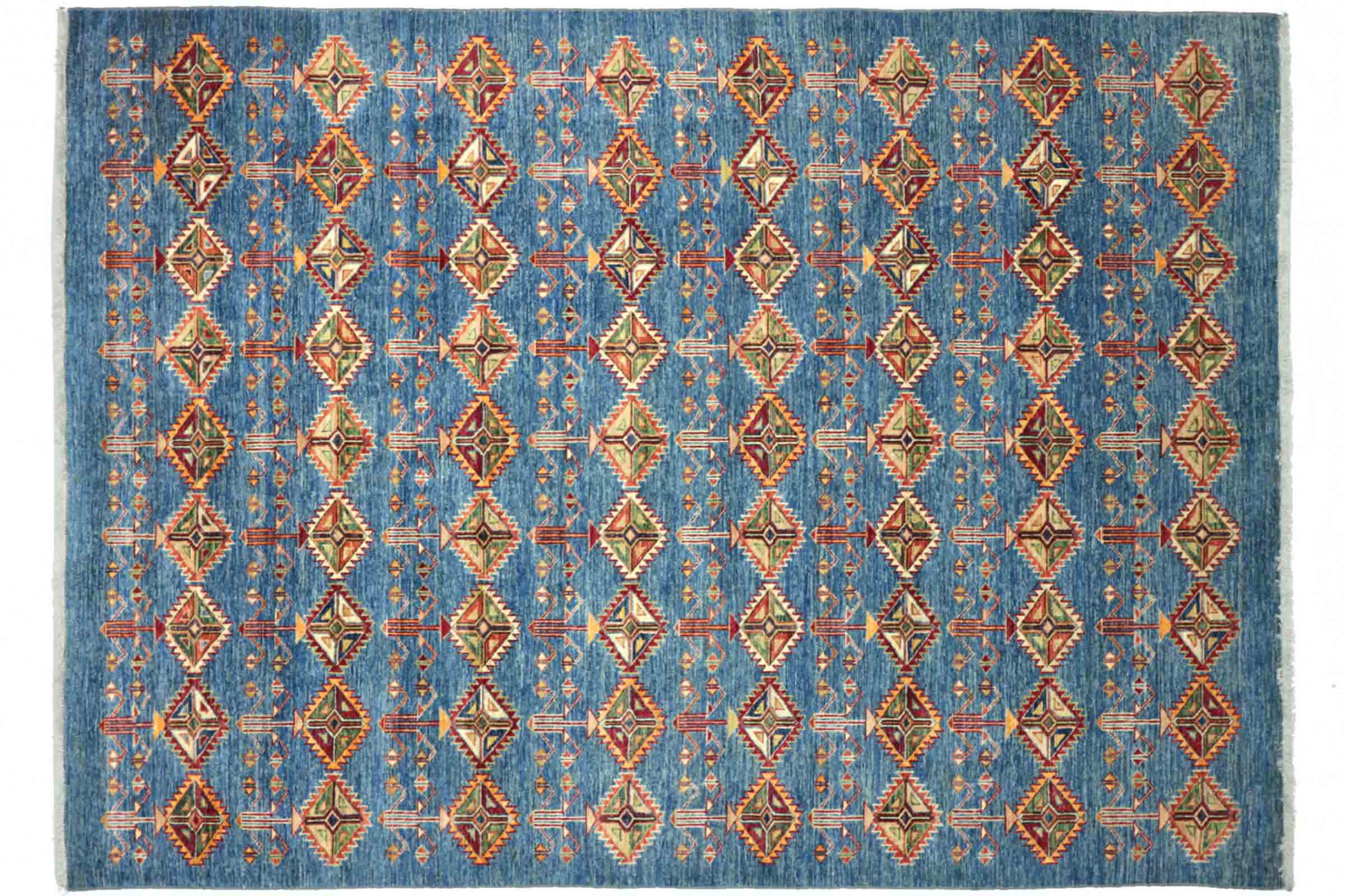 Afghan Aqcha Poshti carpet 40 x 60 hand-knotted red geometric Orient short pile j 