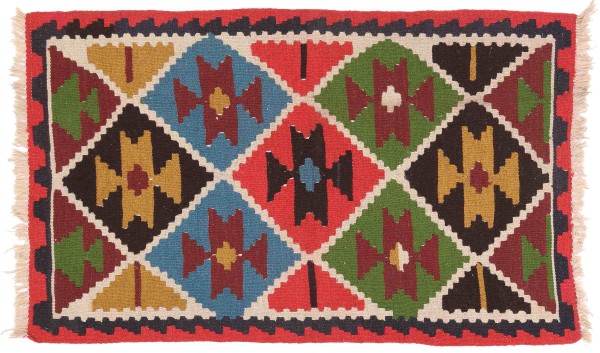 Persian carpet Kilim Ardebil 90x160 handwoven red geometric handmade room