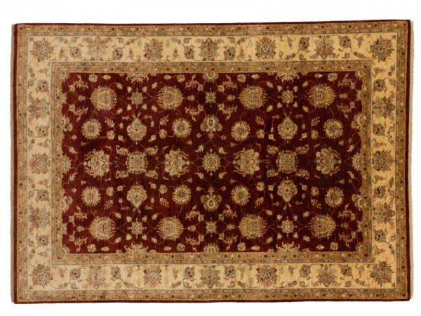 Afghan Chobi Ziegler 200x300 Handgeknüpft Teppich Rot Blumenmuster Kurzflor