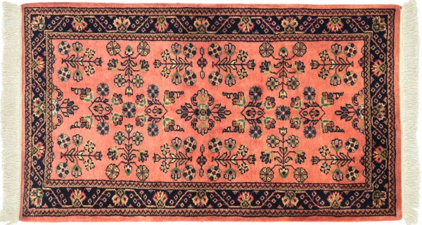 Sarough Teppich 90x160 Handgeknüpft Orange Floral Wolle Kurzflor Rug