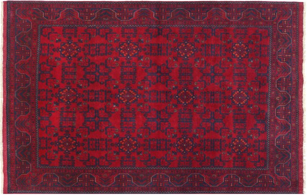 Afghan Khal Mohammadi Teppich 160x230 Handgeknüpft Braun Geometrisch Orient Kurzflor