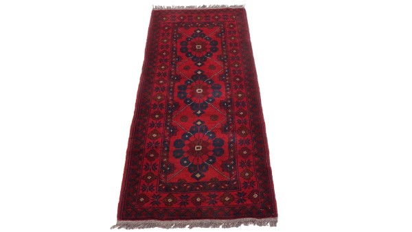 Afghan Teppich Khal Mohammadi 50x150 Handgeknüpft Läufer Braun Geometrisch Orientalisch