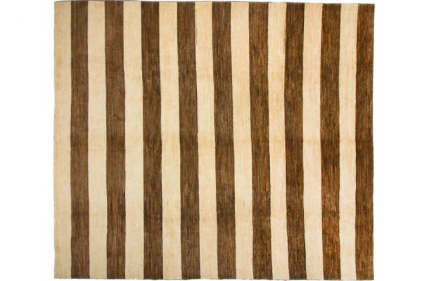 Afghan Modern Chobi Ziegler Rug 300x340 Hand Knotted Square Beige Lines