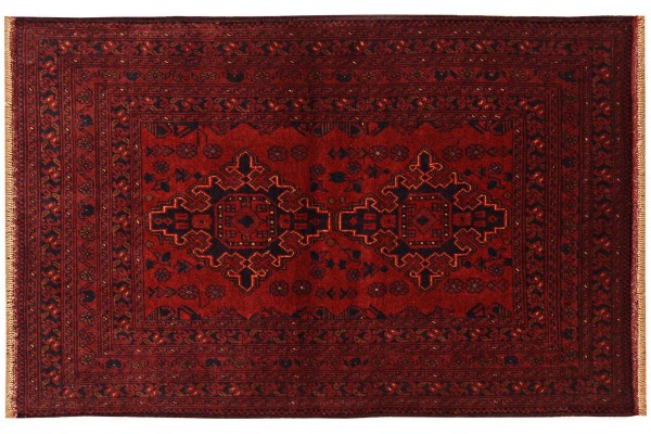 Afghan Khal Mohammadi Rug 100x150 Hand Knotted Brown Geometric Orient Short Pile
