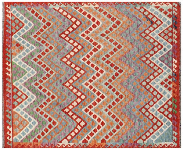 Afghan Maimana Kilim Rug 160x200 Handwoven Colorful Geometric Handwork Woven
