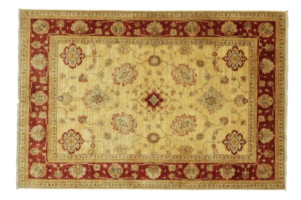 Afghan Chobi Ziegler 170x220 Handgeknüpft Teppich Beige Floral Kurzflor Orient