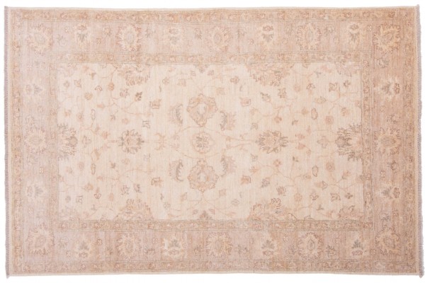 Afghan Chobi Ziegler 120x180 Handgeknüpft Teppich Beige Orientalisch Kurzflor