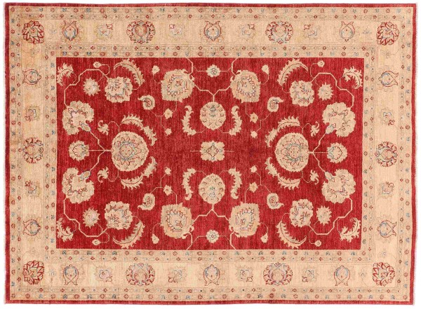 Ziegler Teppich Chobi 160x230 Handgeknüpft Rot Floral Orientalisch UNIKAT Kurzflor