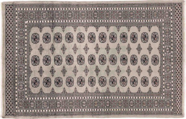 Pakistan Buchara Teppich 160x230 Handgeknüpft Grau Geometrisch Orient Kurzflor