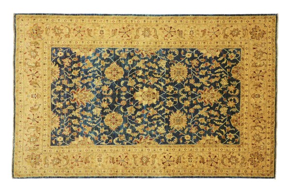 Afghan Chobi Ziegler 200x300 Handgeknüpft Teppich Blau Floral Kurzflor Orient