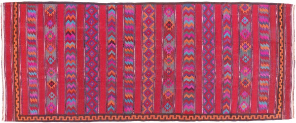 Afghan Kilim Soumakh Ghalmuri Rug 170x410 Handwoven Runner Purple Stripes