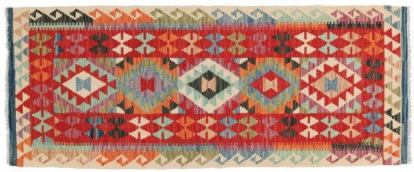 Afghan Maimana Kilim Rug 70x190 Handwoven Runner Colorful Geometric Handmade
