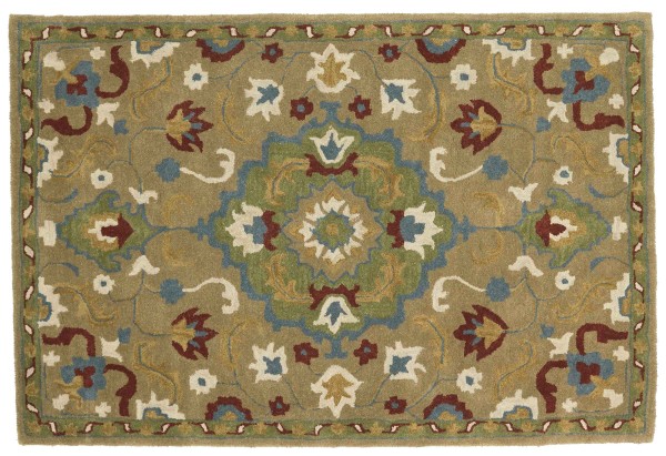 Wool carpet 120x180 brown medallion handmade handtuft modern
