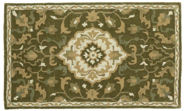 Wool carpet 90x160 brown medallion handmade handtuft modern