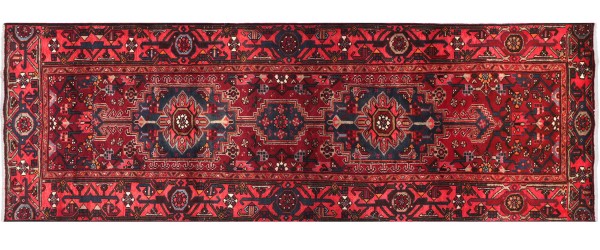 Perser Hamedan Teppich 100x290 Handgeknüpft Läufer rot spiegelmuster Wolle Kurzflor Rug