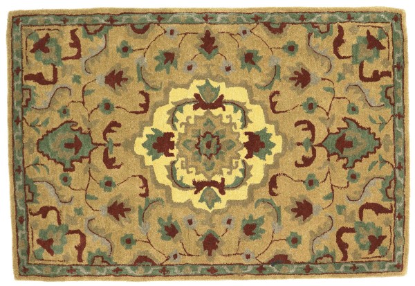 Teppich aus Wolle 120x180 Braun Medaillon Handarbeit Handtuft Modern
