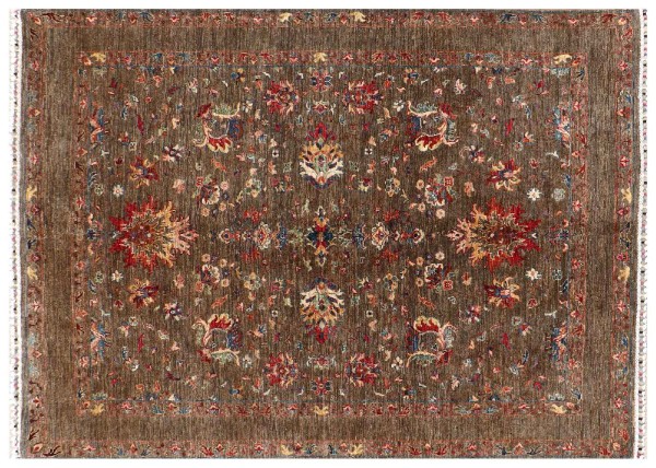 Afghan Ziegler Khorjin Ariana Rug 170x240 Hand Knotted Brown Floral Orient Short Pile