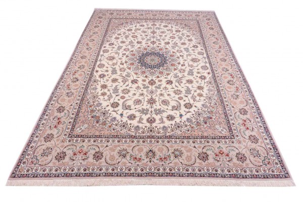 Perser Isfahan 250x350 Handgeknüpft Teppich Beige Orientalisch Kurzflor Orient