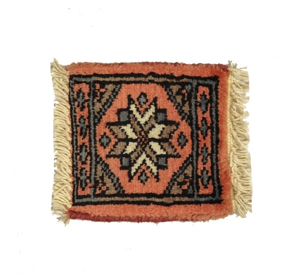 Untersetzer echter Teppich 15x15 Handgeknüpft Buchara Rosa Geometrisch Orient
